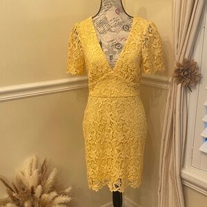 Lulu's Sunny Yellow Lace Mini Dress